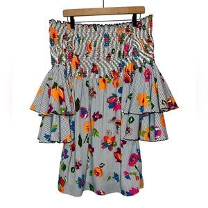Nicole Miller New York Off-Shoulder Smocked Floral dress - Size 8